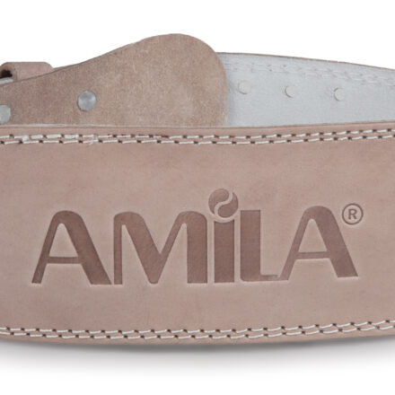 Ζώνη Άρσης Βαρών AMILA Δερμάτινη Μπεζ A Quality M - Image 1